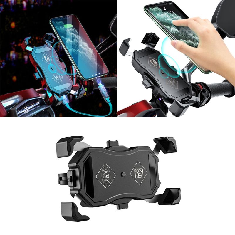 M11-A Motorcycle Wireless & QC3.0 USB Phone Mount Charger Qi 15W Handlebar Rear-View Mirror Cellphone Holder 360 Rotation for 3.5-6.5 Inch Smartphones M11-A Motorcycle Wireless & QC3.0 USB Phone Mount Charger Qi 15W Handlebar Rear-View Mirror Cellphone Holder 360 Rotation for 3.5-6.5 Inch Smartphones